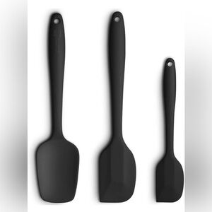 Allwin Silicone Spatula Set 3-Piece Heat Resistant Non-Stick Spatulas Black NWT